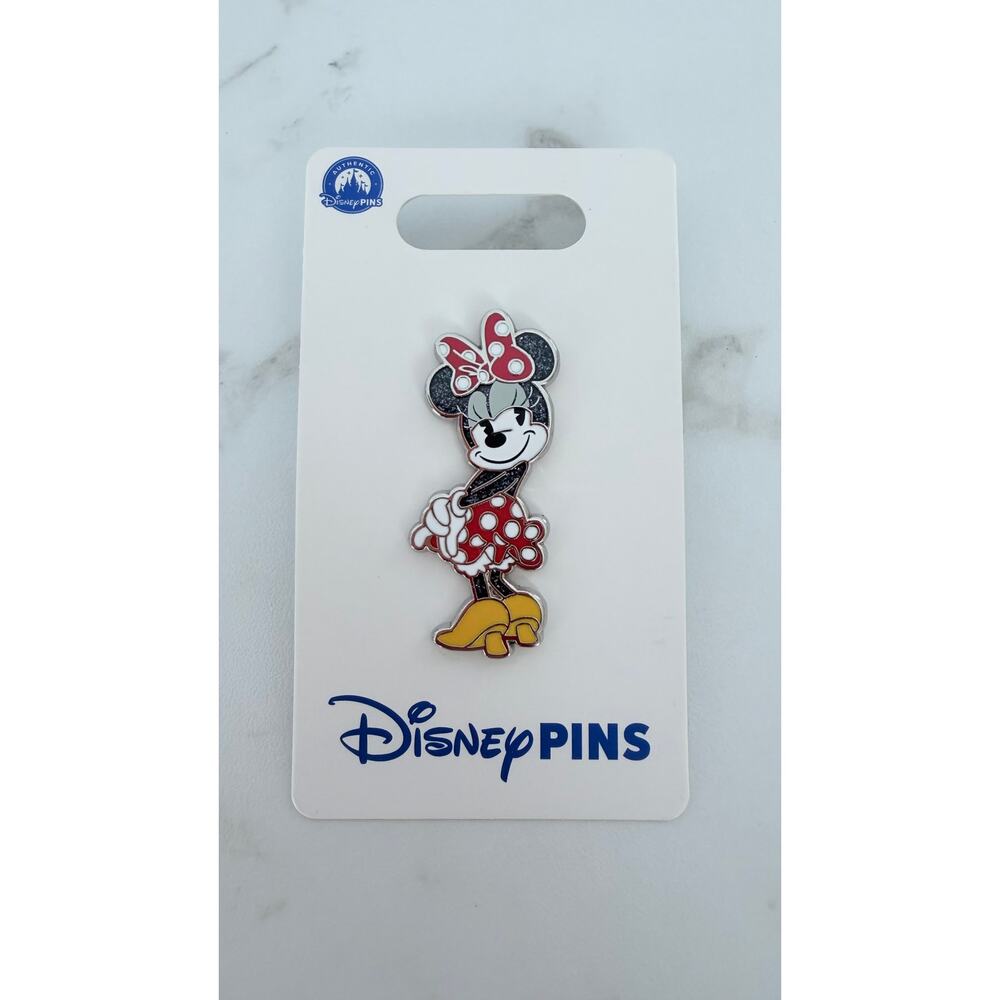 Disney Parks Minnie Mouse Floating Hearts Glitter Pin